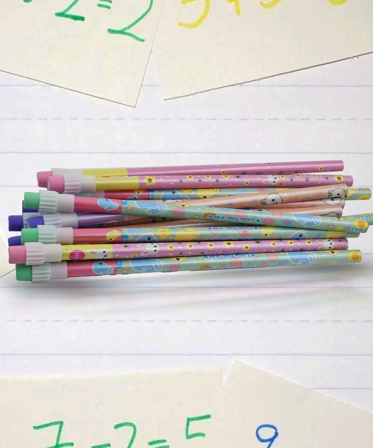 Rabbit and bear drawing pencil set with erasers for kids