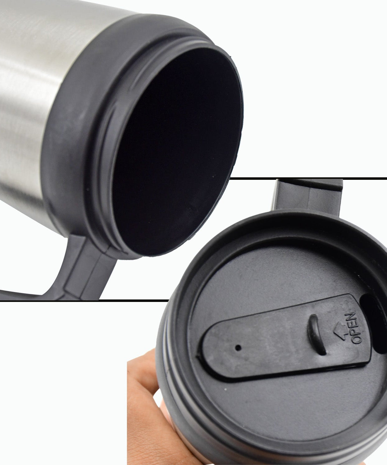 Stainless Steel Vacuum Glass Insulated Glass Coffee Cups (With Lid & Handle / 1 pc)