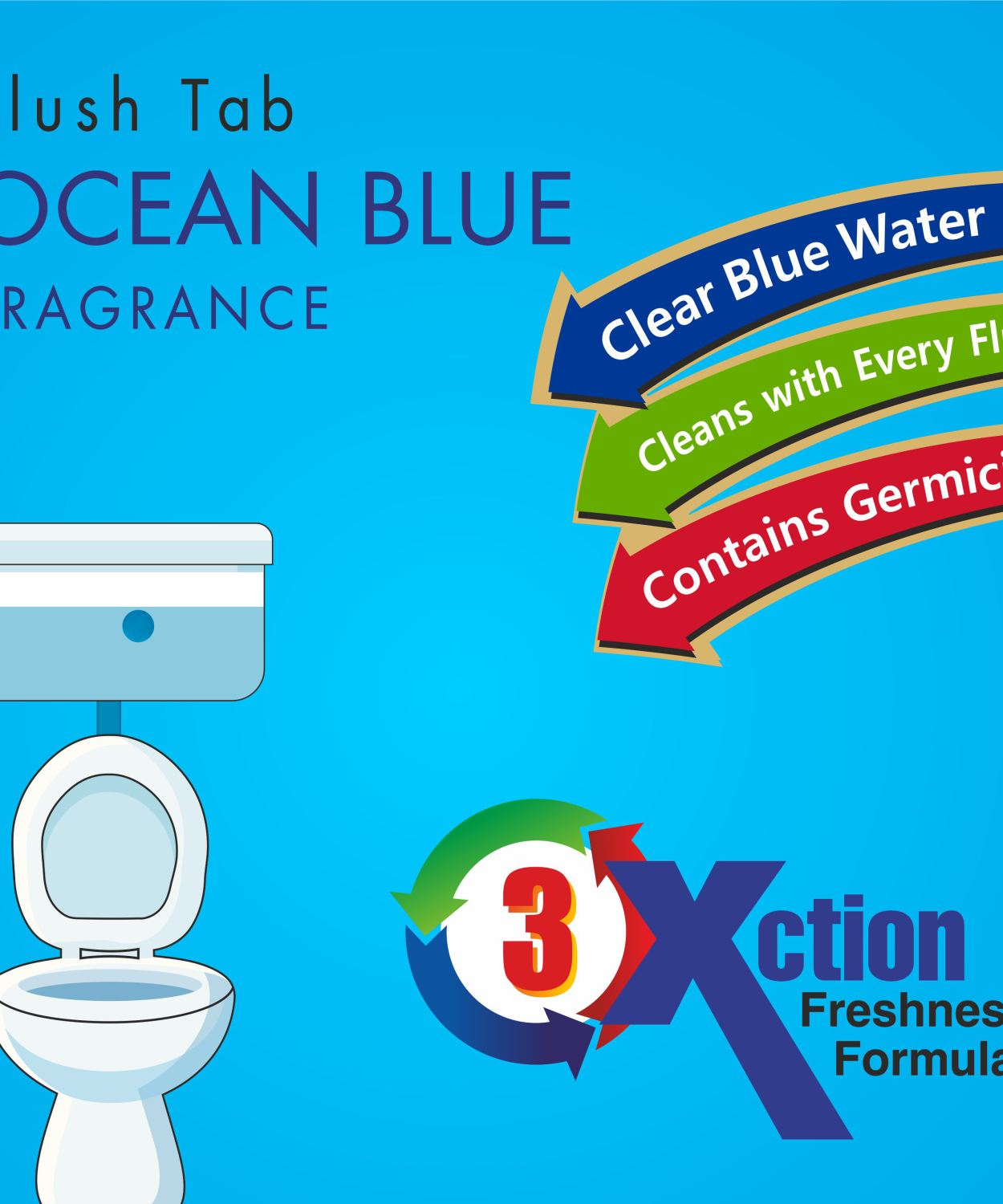 Ocean blue flush tab for toilet cleaning, 50 grams.
