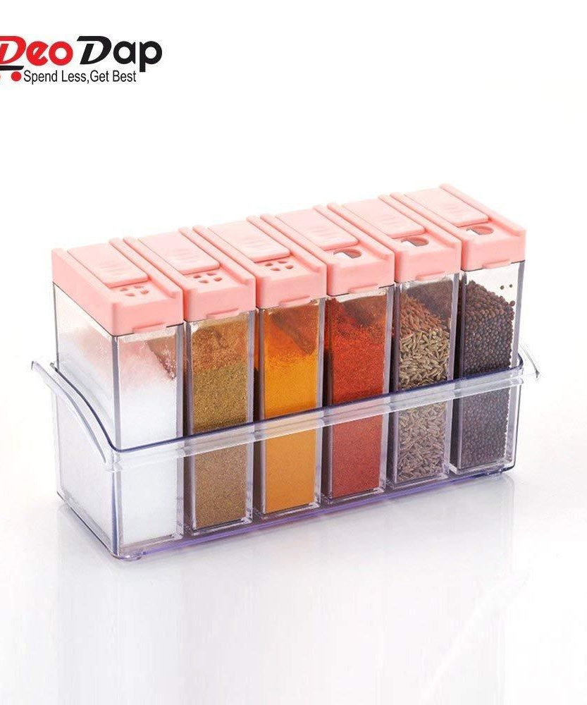 Plastic spice jars set with various colors and sizes