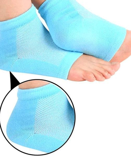 Silicone gel heel socks in various colors.