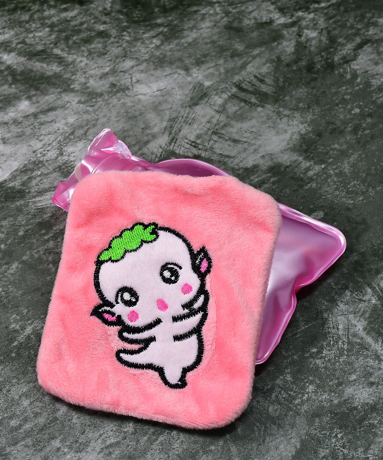 Pink Cartoon Small Hot Water Bag with Cover for Pain Relief