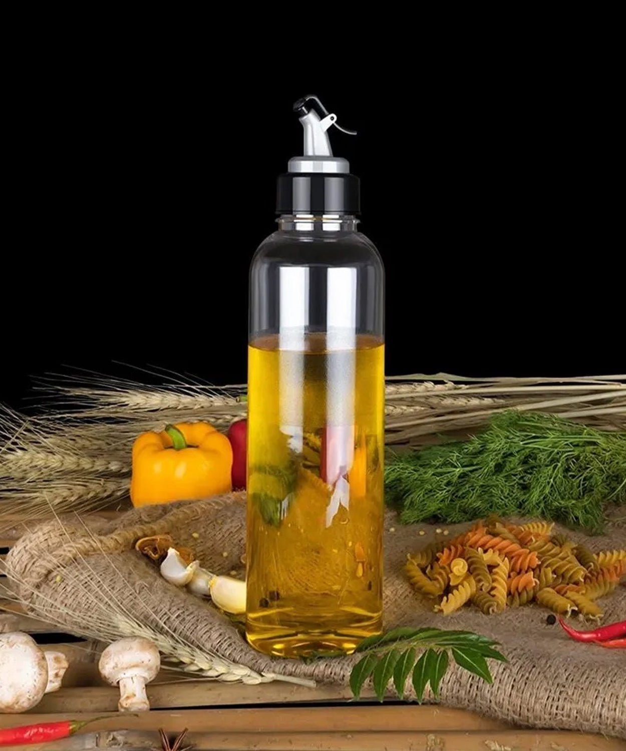 Oil dispenser with lid, 1 liter, drip-free spout