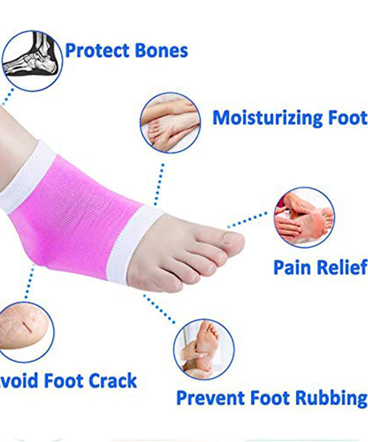 Open toe socks with moisturizing gel, worn on feet