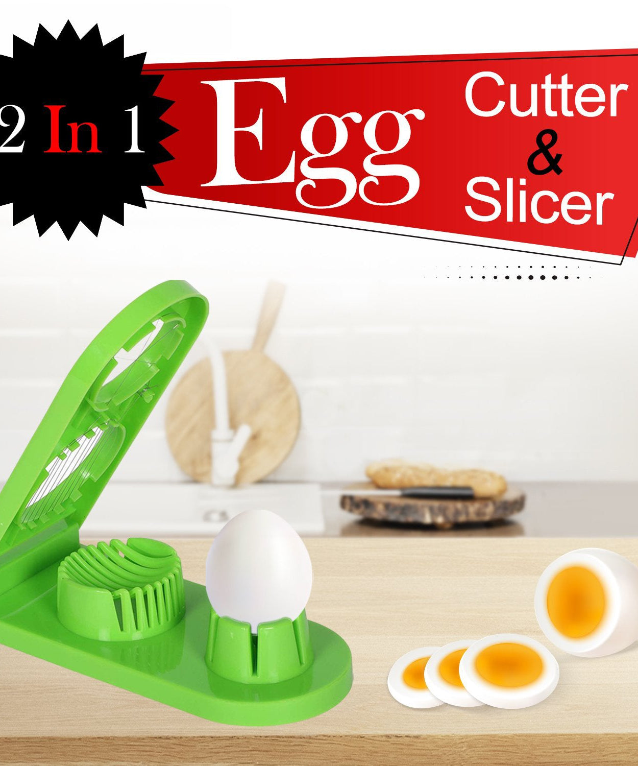 Double cut egg cutter with stainless steel wire for quick preparation