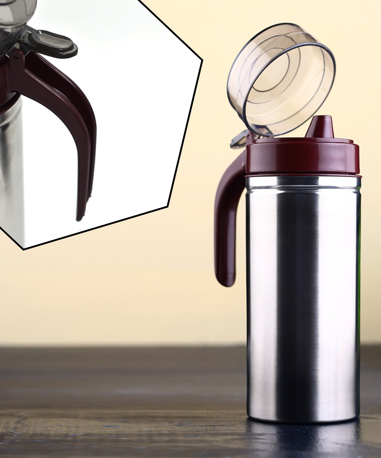 Compact stainless steel oil dispenser, 750ml