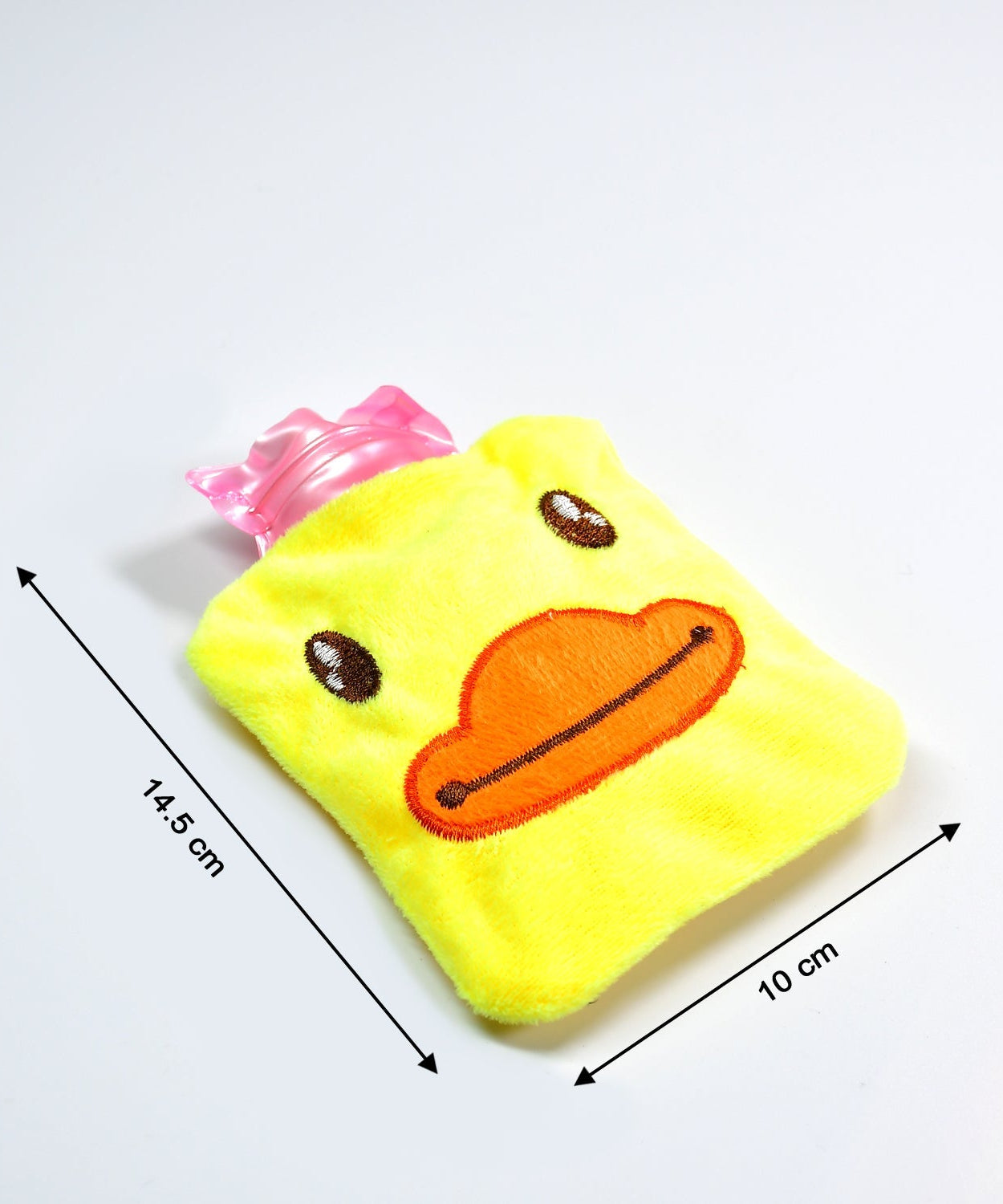 Yellow duck hot water bag designed for neck, shoulder, and menstrual pain