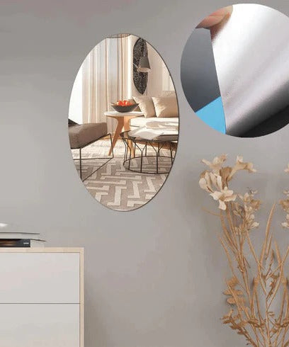 Small oval mirror for dressing, wall sticker design