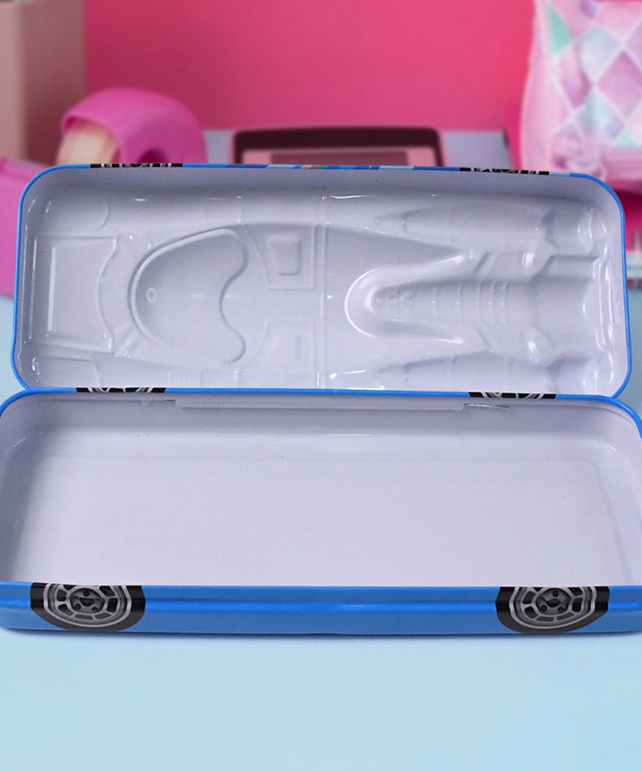 Car Shape Metal Compass Box, Pencil Case for Kids Stationery Compass Box