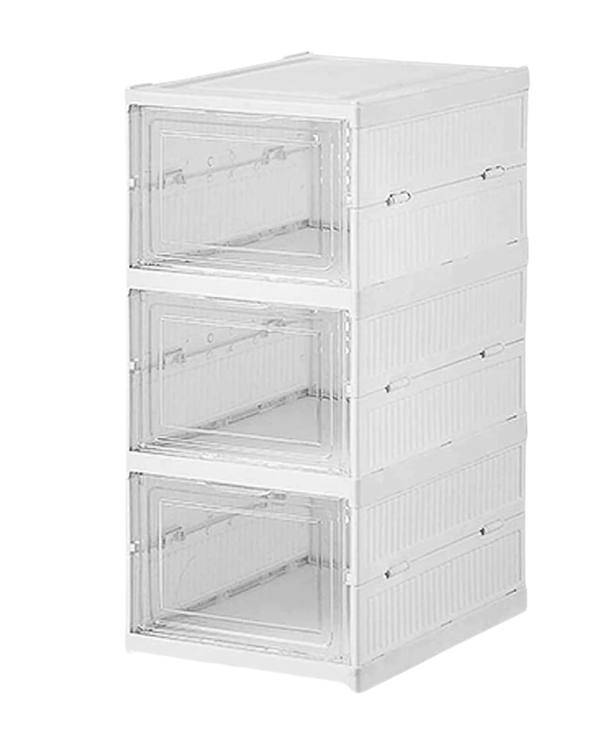 Stackable Multifunctional Storage, for Clothes Foldable Drawer Shelf Basket Utility Cart Rack Storage Organizer Cart for Kitchen, Pantry Closet, Bedroom, Bathroom, Laundry (3 Layer / 1 Pc)