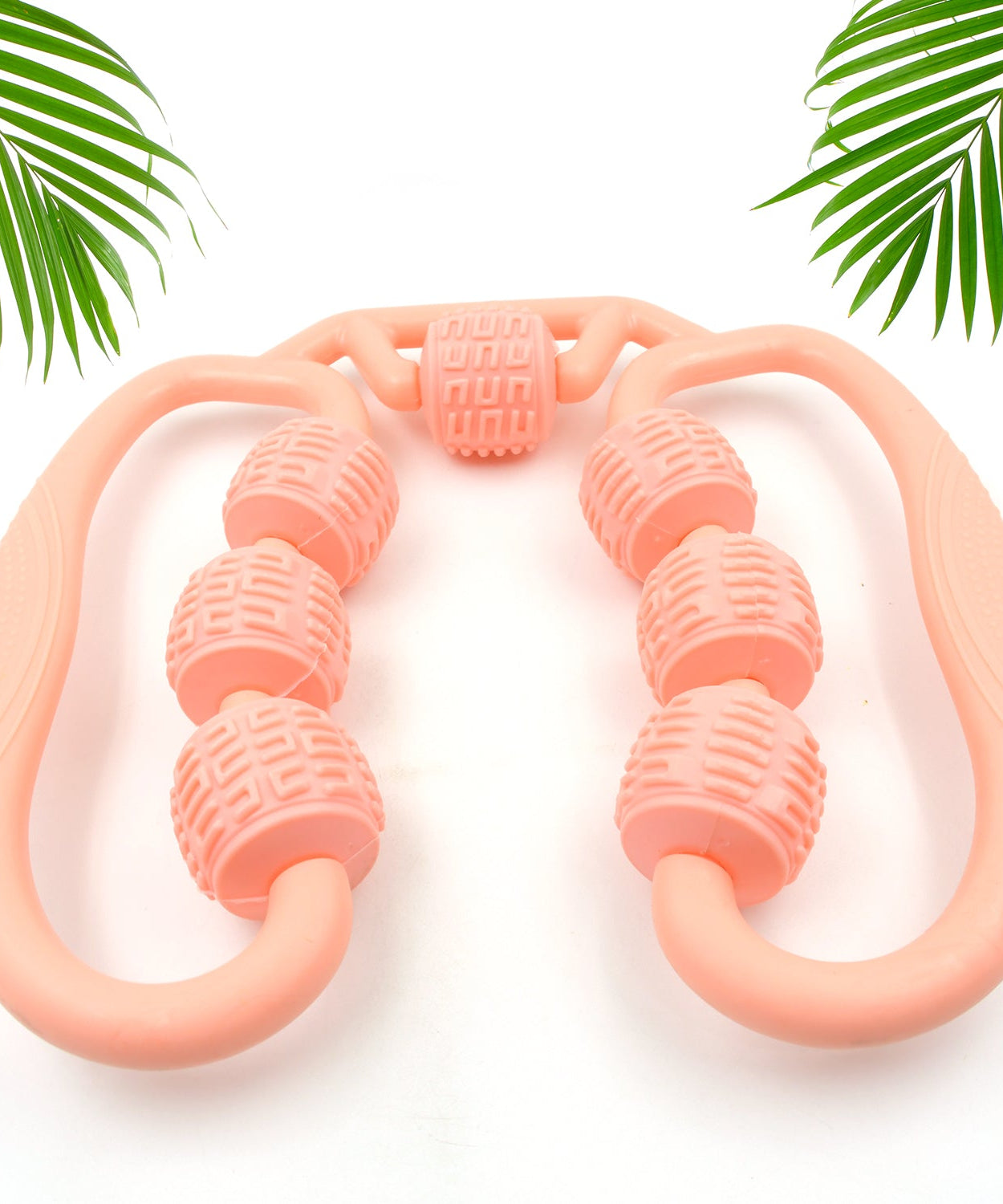 Muscle Massage Roller, 7 Wheels Relieve Soreness Leg Muscle Roller Fitness Roller Muscle Relaxer Massage Roller Ring Clip All Round Massaging Uniform Force Elastic PP Drop Shaped for Home Use (1 Pc)