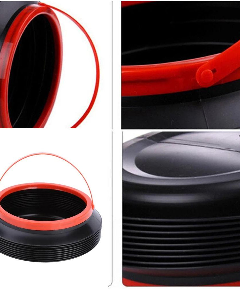 Foldable car trash can with organizational pockets.