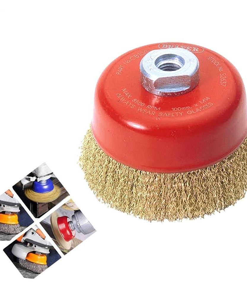 Gold wire brush for industrial use.