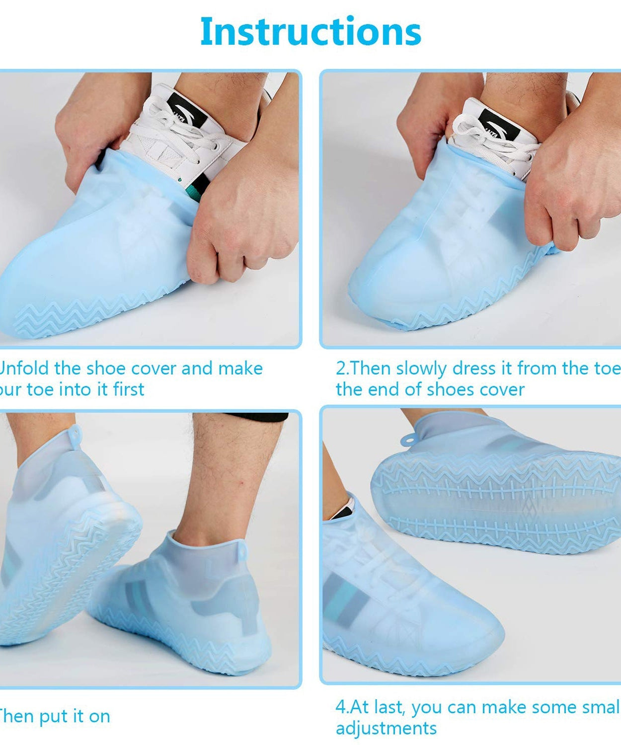 Non-slip silicone boot covers for rain protection