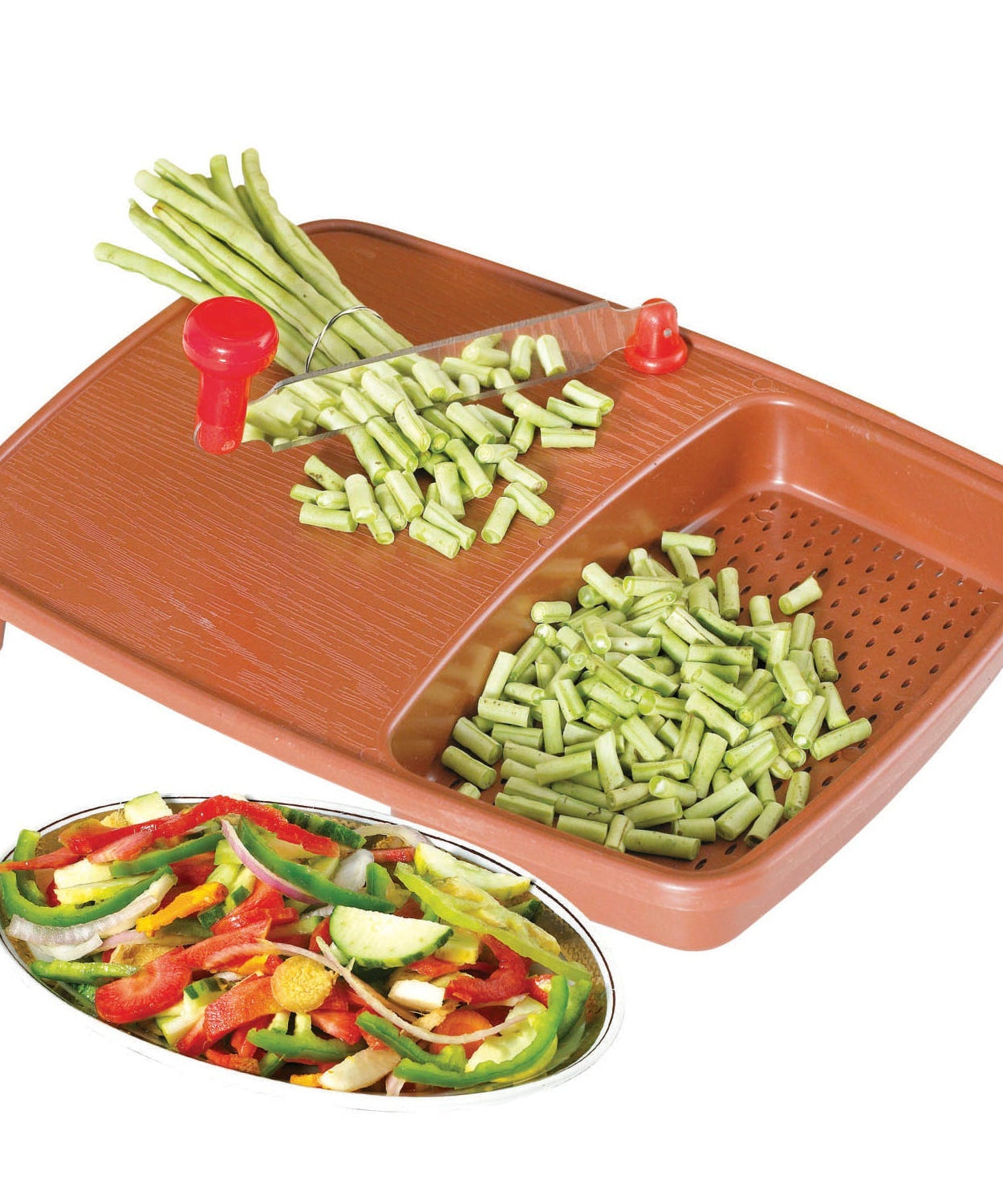 Household cut and wash box with tray, perfect for preparing fruits and vegetables.