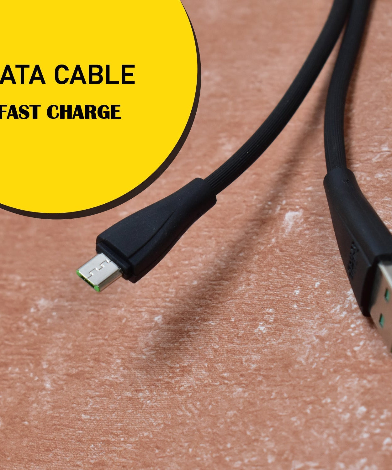 Long micro USB cable for fast charging.