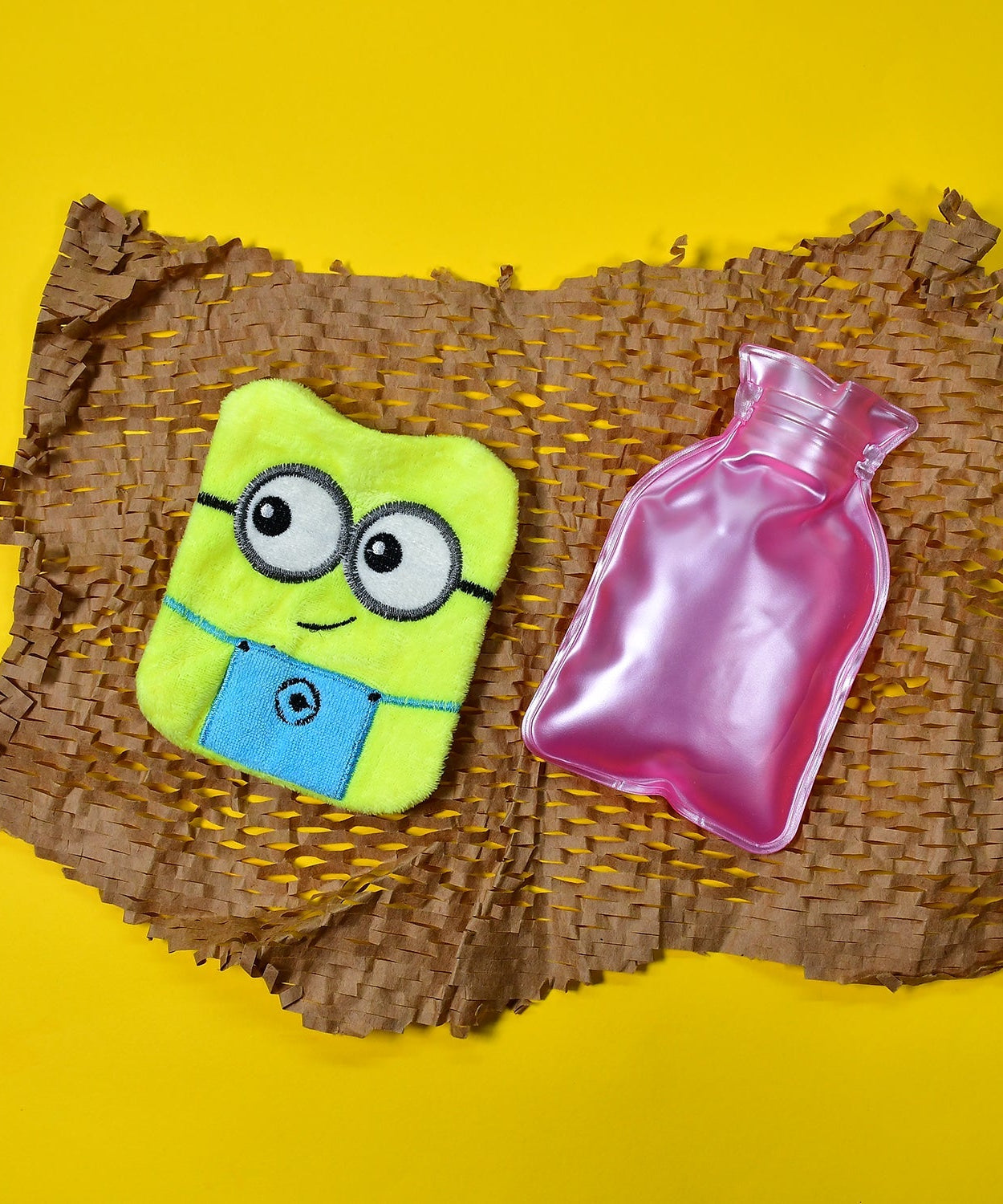 Small hot water bag with cover, ideal for neck and shoulder pain relief