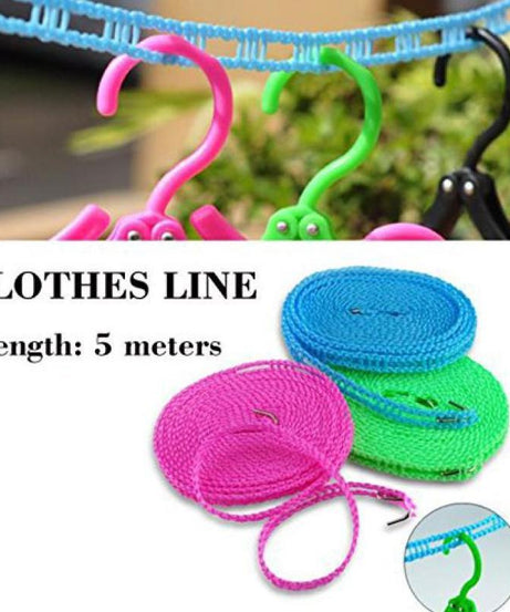 Clothesline Drying Nylon Rope with Hooks