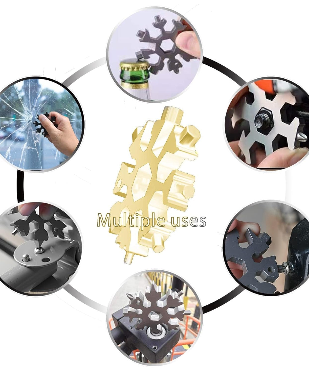 18-in-1 Snowflake Multi-Tool – Portable Bottle Opener, Screwdriver & Wrench