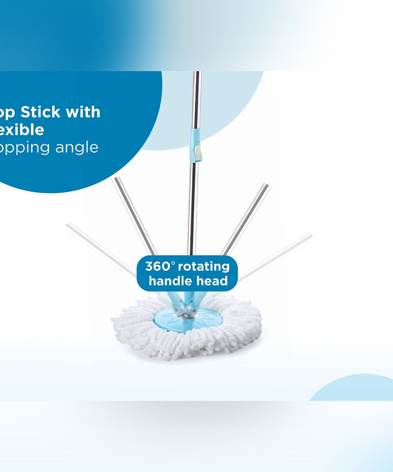Sporty spin mop with easy-to-use plastic handle