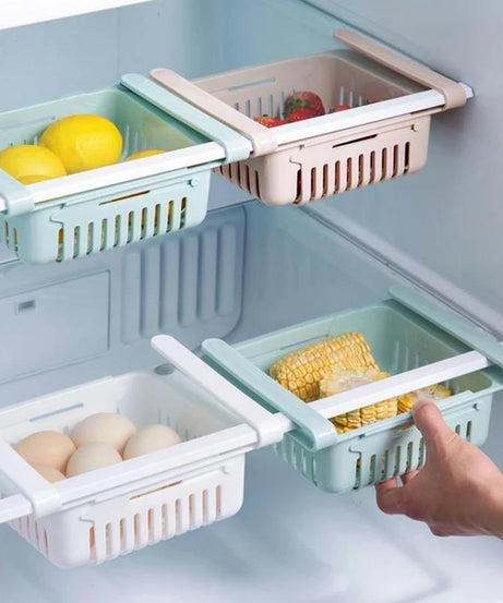 Adjustable fridge storage basket
