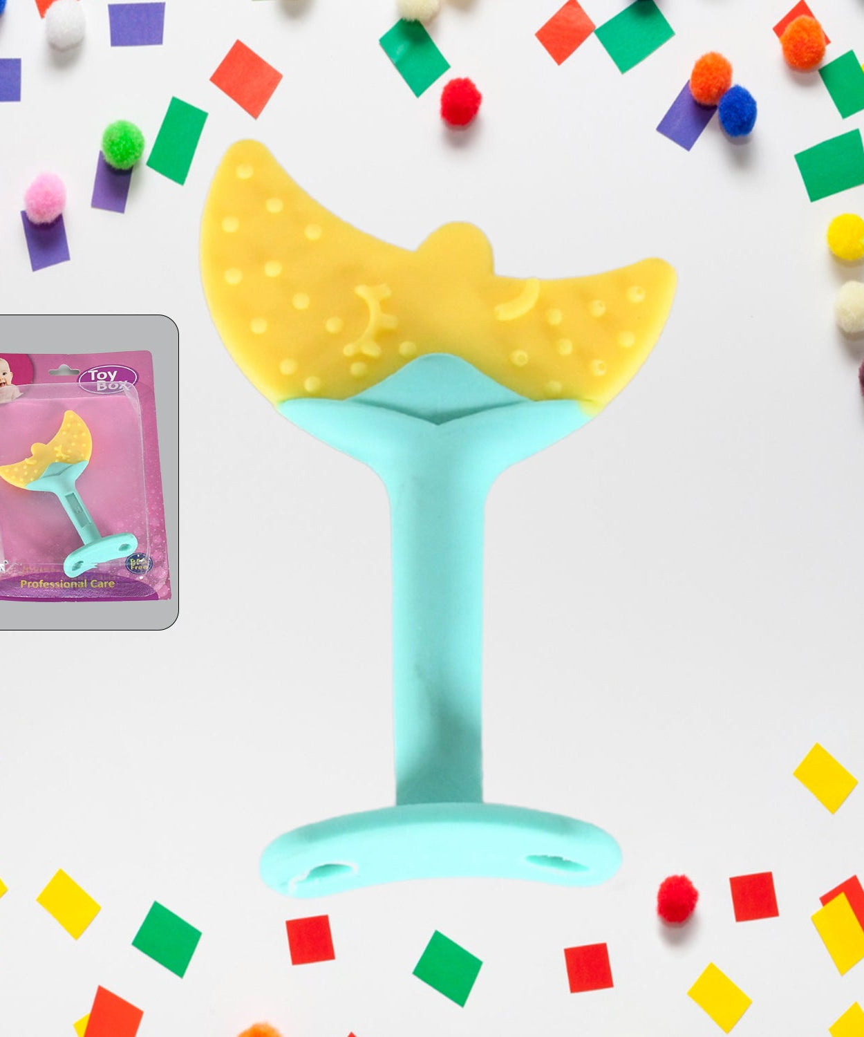 Baby Silicone Teether, Fruit Teether for Toddlers,100% Food Grade Silicone Teether, Non-Toxic & Latex Free Suitable for Kids Above 3 Months Sunflower, Moon Shape(1 Pc)