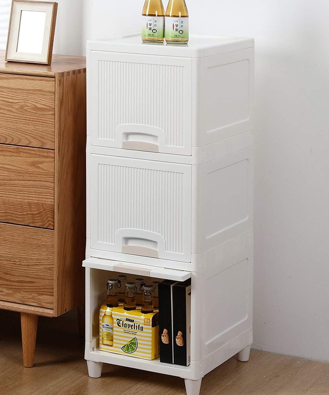 Multipurpose Storage Cabinet, Storage Solutions plastic drawers || Multi Layer Wardrobe Storage Drawers || Foldable Multipurpose Drawer Units For Kitchen, Bathroom, Bedroom, Cloth (3 Layer)