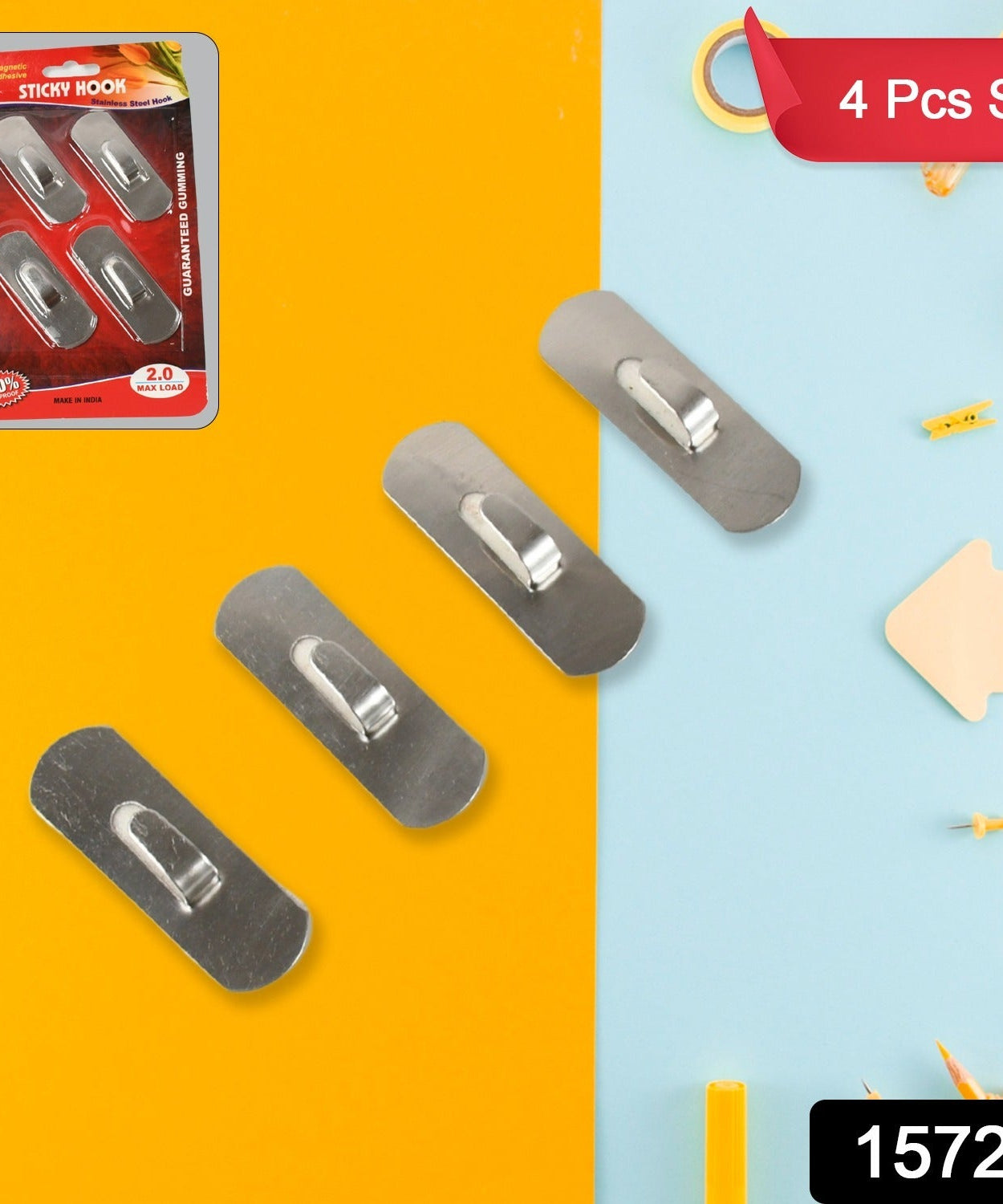 Self- Adhesive Hooks, Heavy Duty Wall Hooks Hangers Stainless Steel Waterproof Sticky Hooks for Hanging Robe Coat Towel Kitchen Bathroom and.