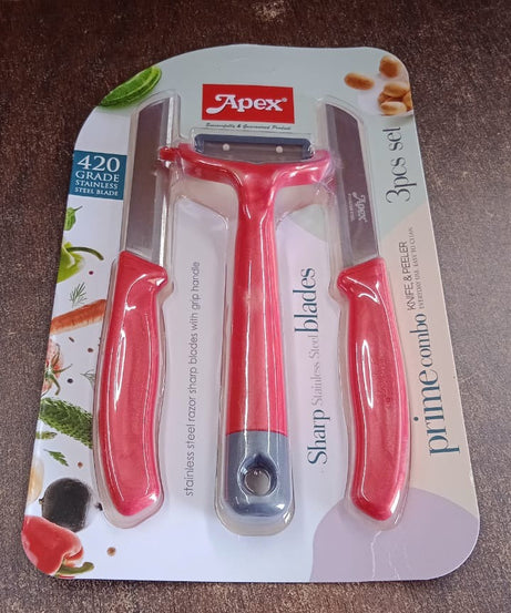 Apex 3-Piece Stainless Steel Kitchen Knife and Peeler Set