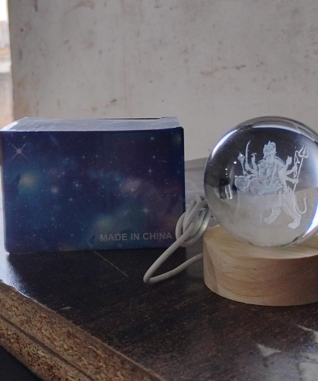 Ambaji 3D Crystal Ball lamps With Base (1 Pc)