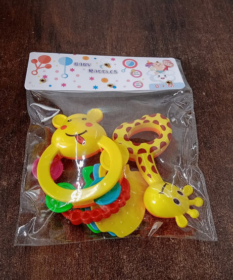 3 Pcs Set Colorful Animal Shape Baby Rattle Toy