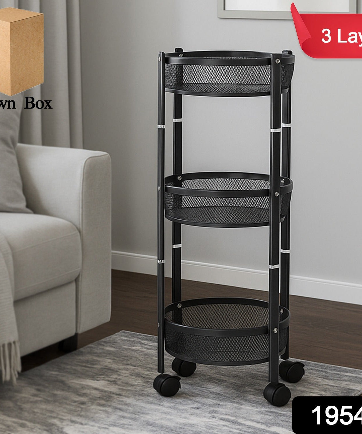 Round Metal Mesh Cart