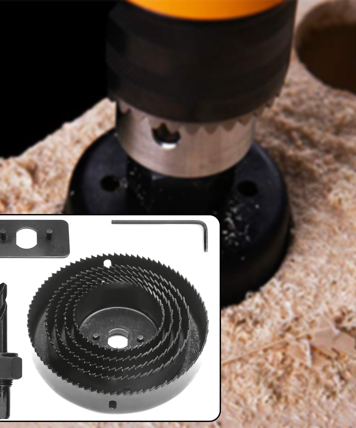 Carbon arbored hole saw set with labels