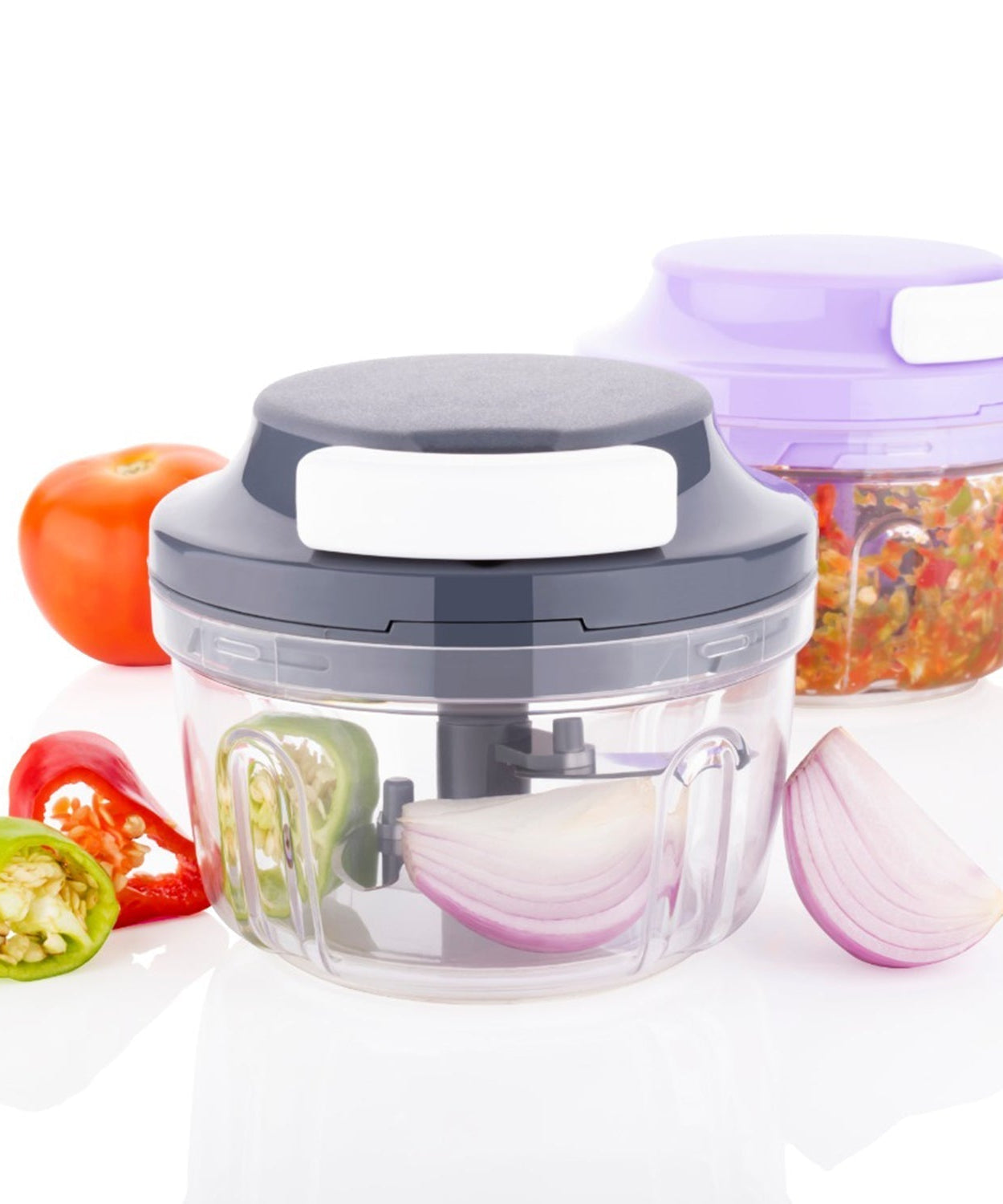 2-in-1 chopper and slicer for kitchen use.