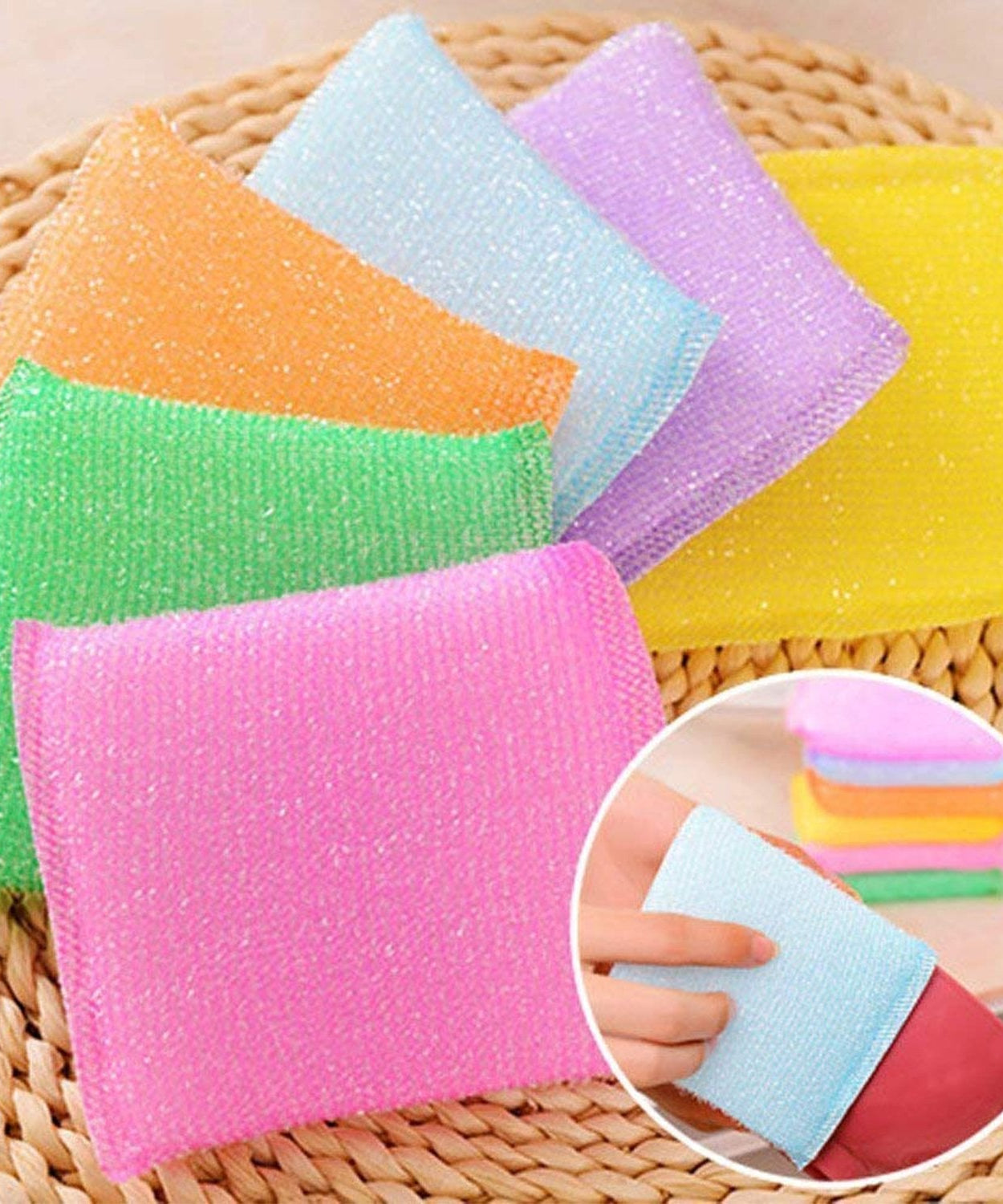 Scratch-proof scrubber pads for kitchen, pack of 12, ideal for gentle cleaning.