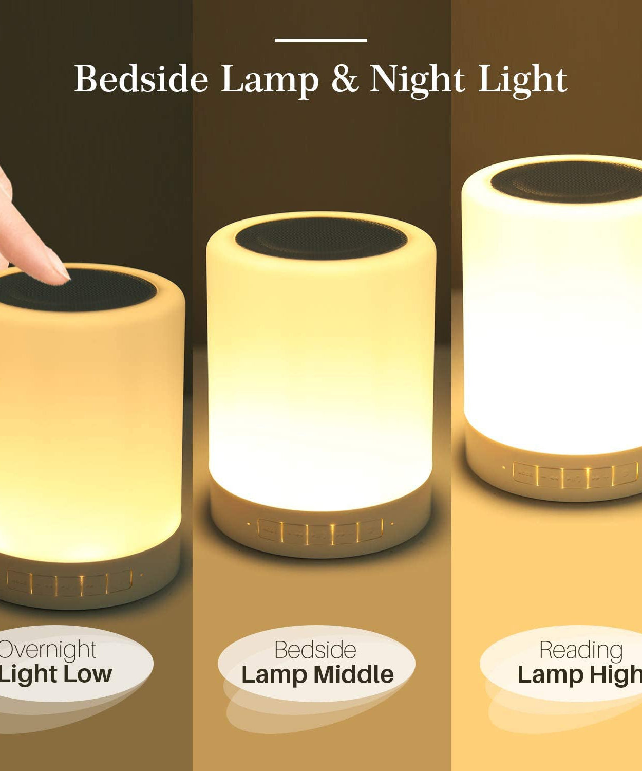 Wireless LED night light with Bluetooth speaker and touch controls