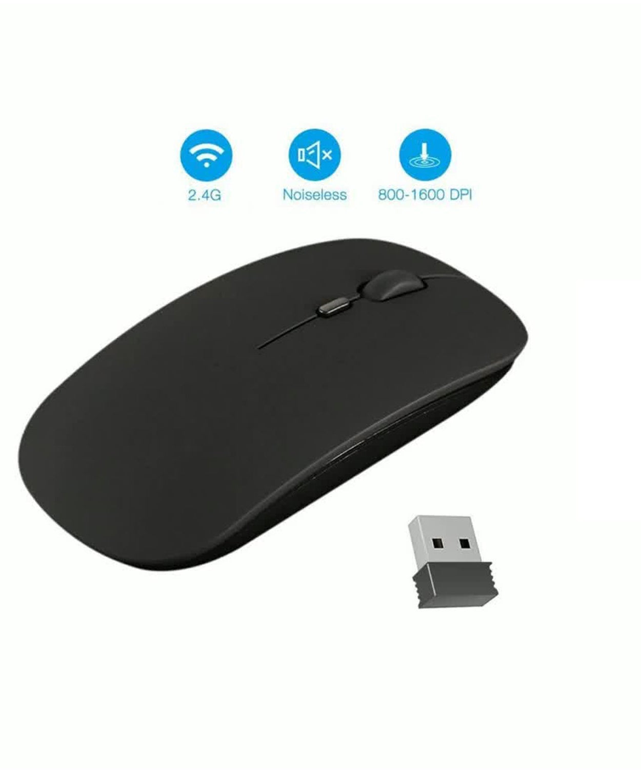 Ergonomic wireless mouse for computers and iPads, modern look.