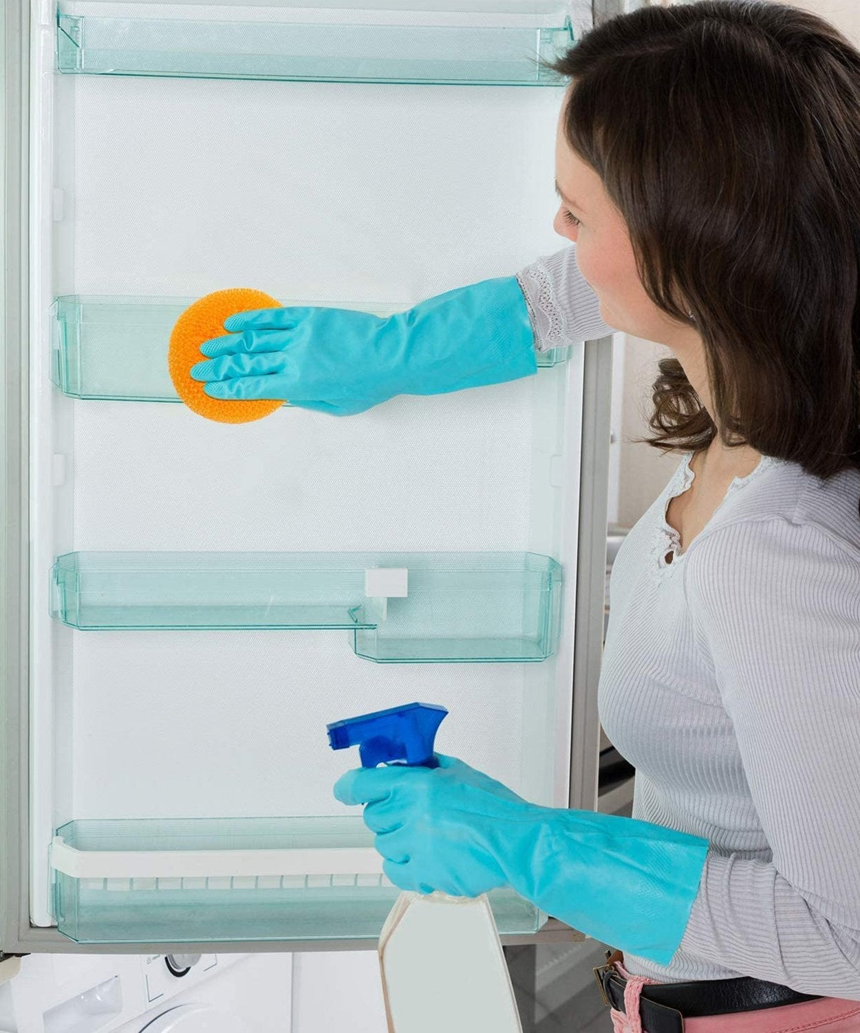 Cleaning scrubbers set in various colors