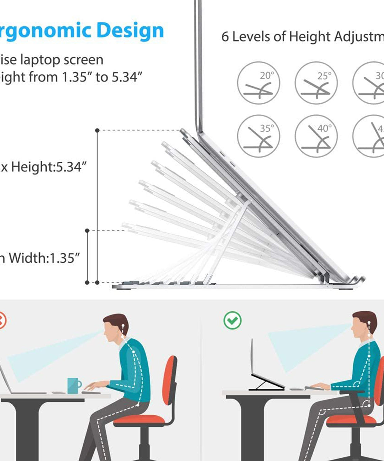 Portable laptop stand with adjustable height and a foldable design for ease of transport