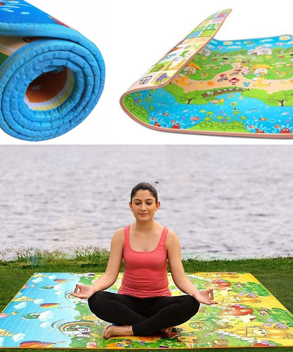 Baby play floor mat with waterproof feature and bag, 120 x 180 cm size for home use