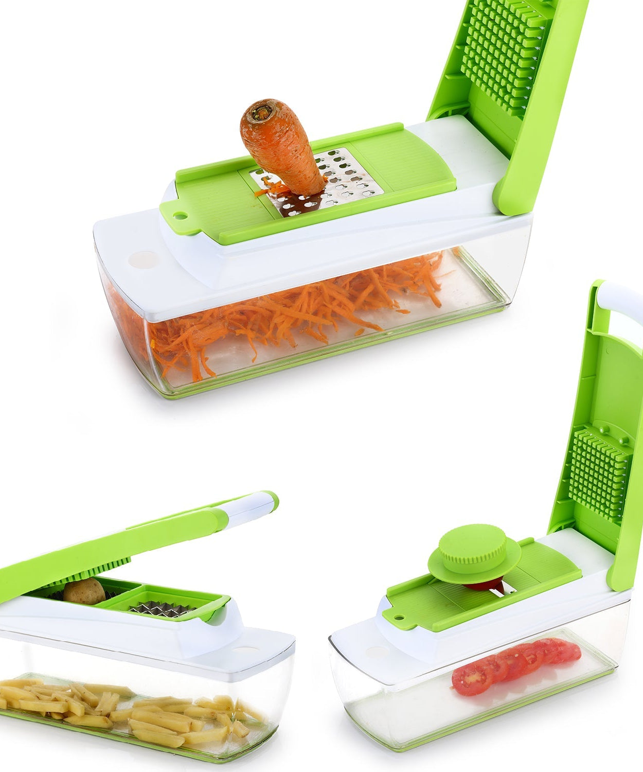 Snowpearl 14-in-1 dicer, quick and versatile, shown from different perspectives.