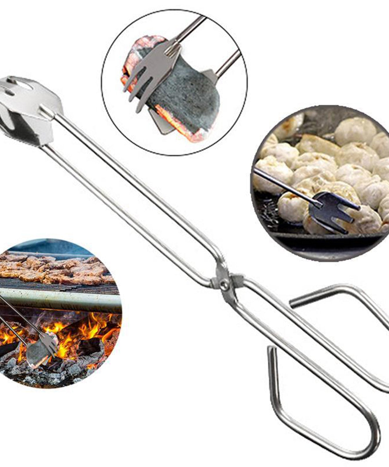 Multi-functional BBQ clip tongs