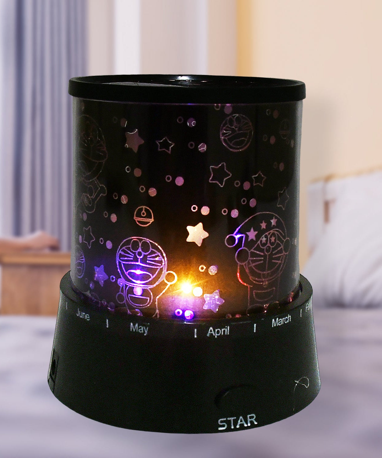 LED Projector Night Light Amazing Lamp, 3 Battery operated lamps, Rotation With the music Function, Master for Kids Bedroom Home Decoration Night Romantic Gift (Battery Not Included / 1 pc)