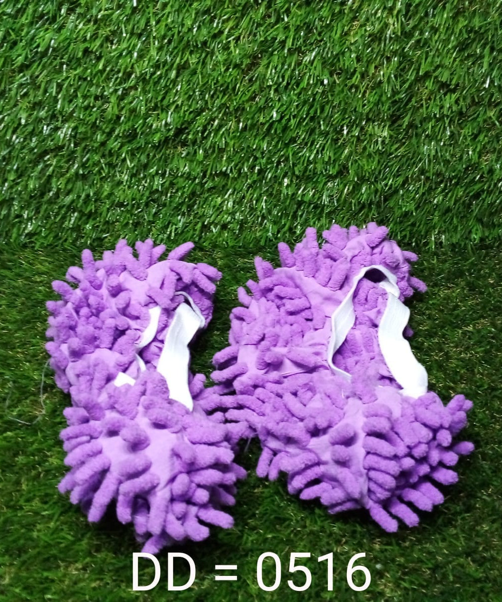 Floor cleaning slippers with built-in mop pads for dust and dirt removal.