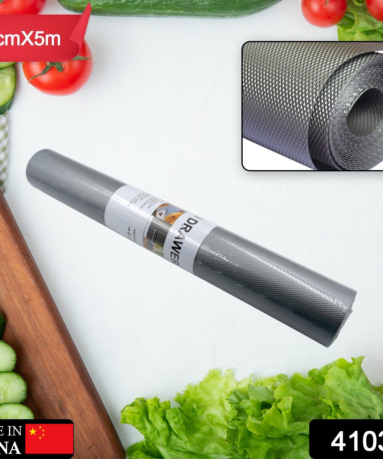 Versatile anti-slip mat for lining shelves, drawers, and more.