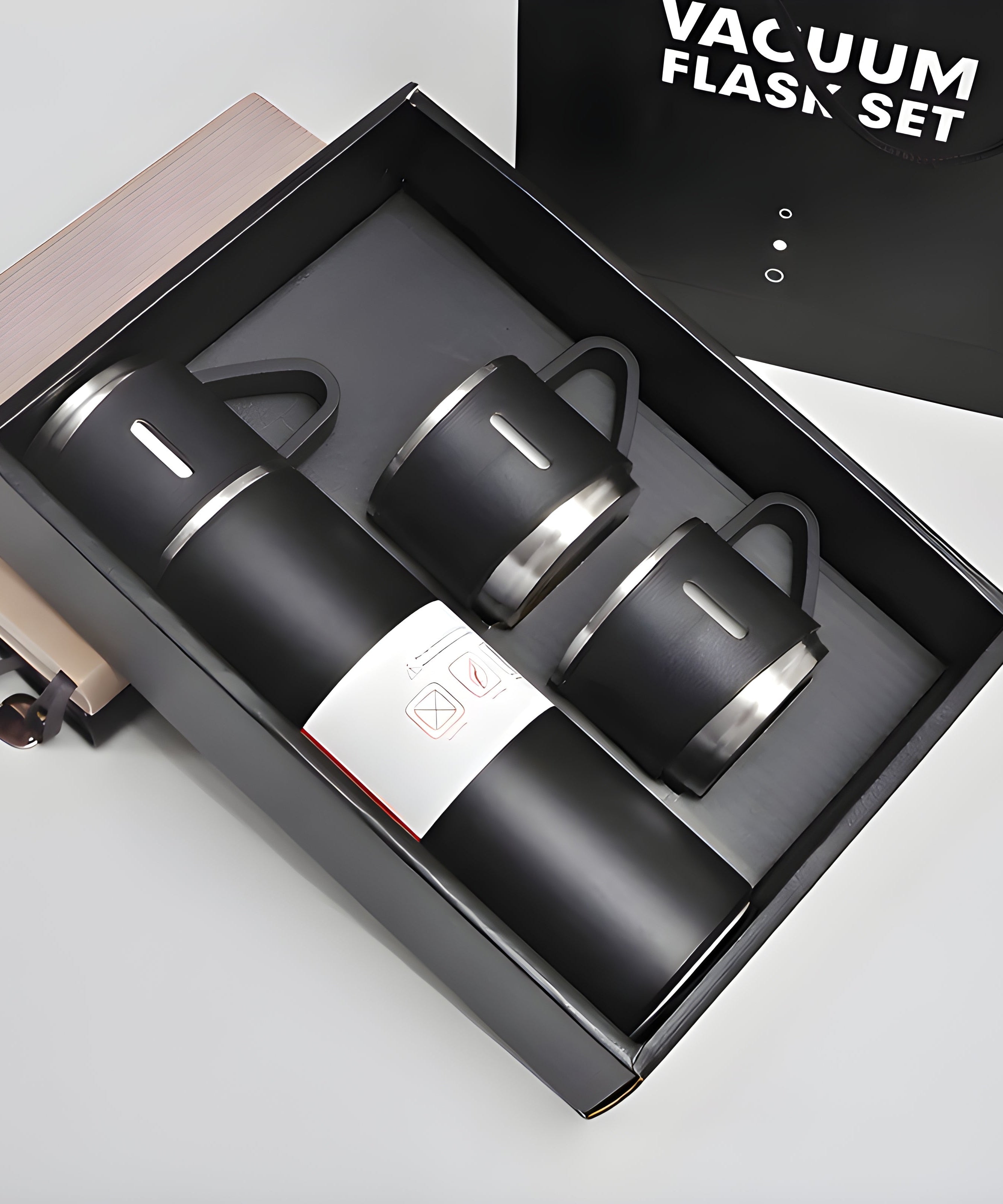 Customized Stainless Steel Vacuum Flask Set with 3 Cups – 500ML | Personalized Name Bottle Gift Combo for Boyfriend, Girlfriend, Employee