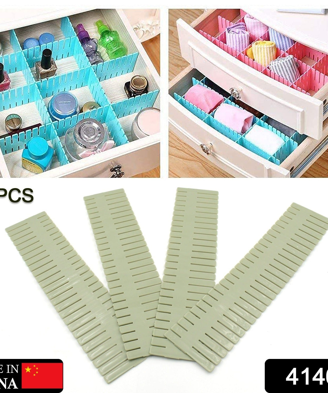 Adjustable drawer dividers, set of 4 for cabinet organization