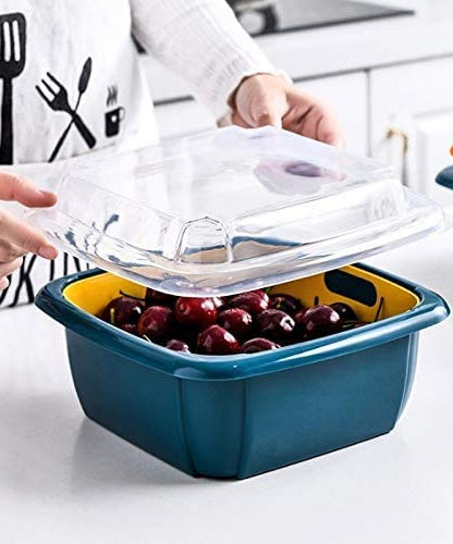 Multifunctional food drainer basket with double layers