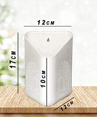 Decorative plastic planter pot, ideal for vertical gardening.