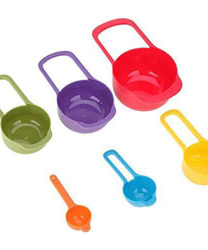 Colorful plastic measuring spoons with measurement marks